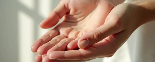 Mains apaisées avec application de crème CBD enrichie, texture veloutée et peau régénérée